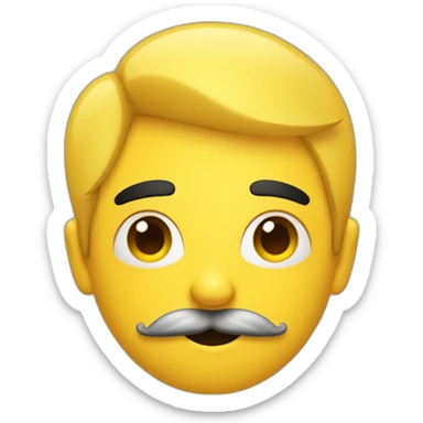 A yellow emoji with a mustache and black hair sticker