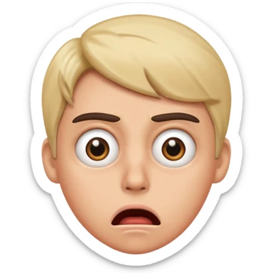 annoyed face with rolling eyes and a shocked mouth, more exaggerated expression sticker