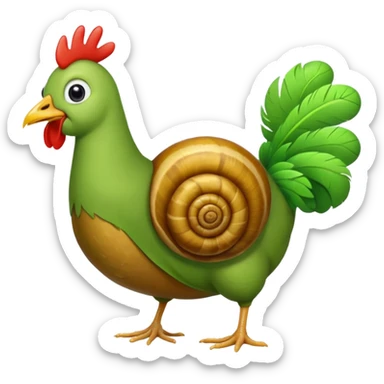 a snail green worm a chicken with jazz hands sticker