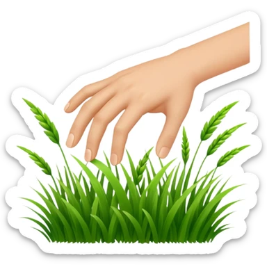 hand touching grass sticker