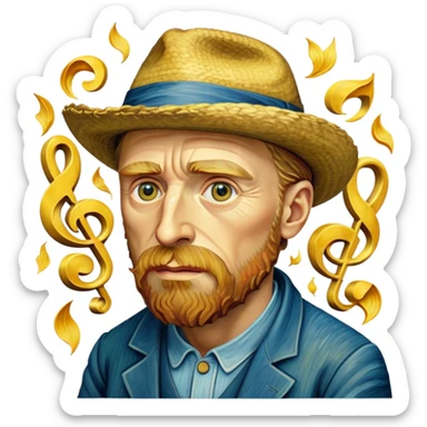 cinematic-realistic-vincent-van-gogh-pop-culture-emoji,-featuring-an-expressive-portrayal-inspired-by-the-legendary-painter-rendered-with-dynamic,-swirling-textures-and-artistic-lighting. sticker