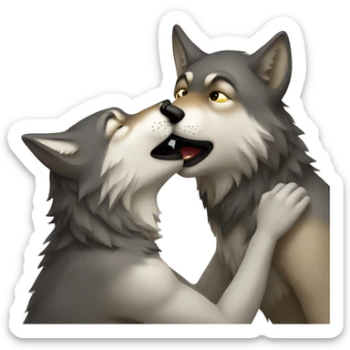wolf kissing wolf sticker