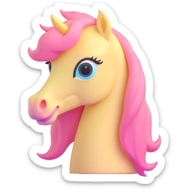 pastel yellow pony with pink mane, gentle expression sticker