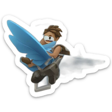 Man flies around building sticker