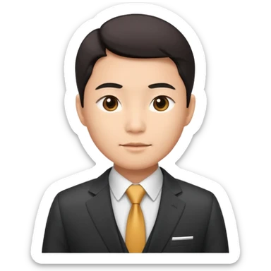 business person emoji, professional Asian person in a suit, confident expression sticker