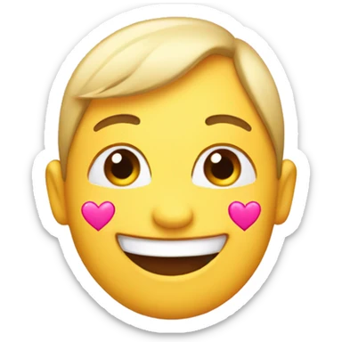 Happy emoji with pink hearts sticker