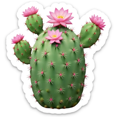 Pastel green cactus with little link flowers  sticker