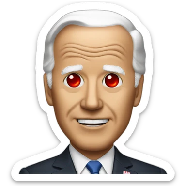 biden with red laser eyes sticker