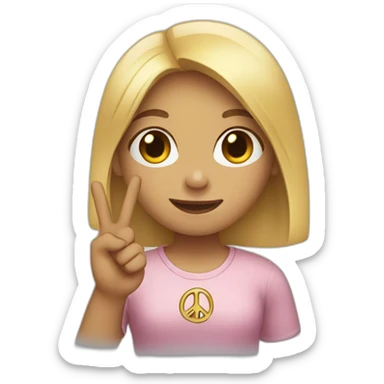 girl holding up peace sign sticker