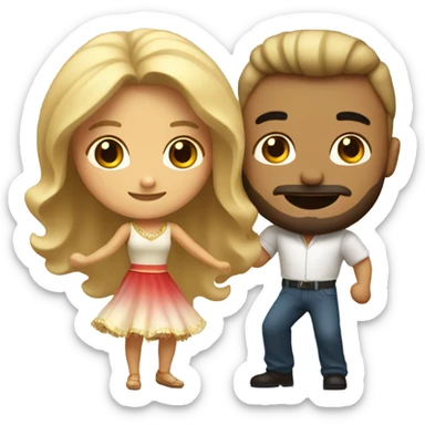 Puerto rican beard short hair with long blonde hair girl dancing sticker