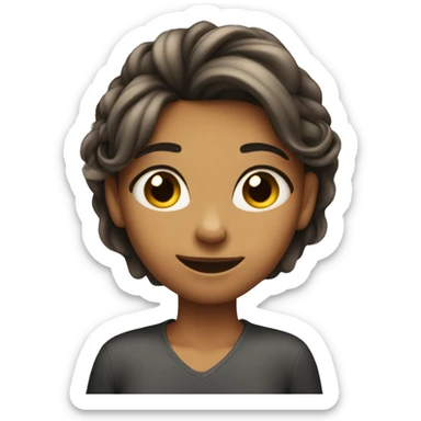 Girl with a smirk putting hair behind ear sticker