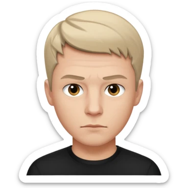 Christoph Schneider, determined face, short hair, black clothing sticker