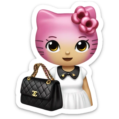 Hello Kitty with a black bah Timeless Chanel  sticker