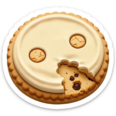 Two plain cookies, one bitten sticker