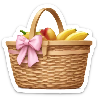 Picnic  basket in light pink bow sticker