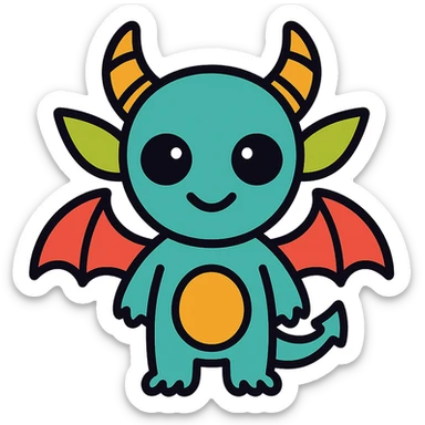 kid dragon mixed with demon and alien features sticker