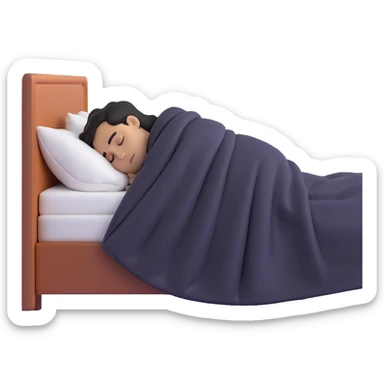 person sleeping under a blanket on a king bed, face hidden, side view sticker