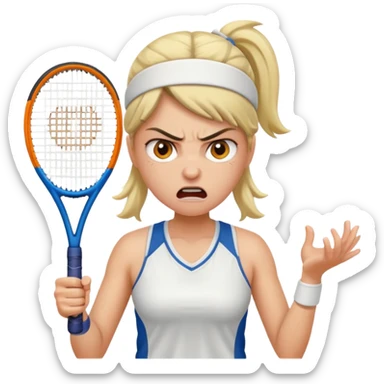 female tennis player angry sticker