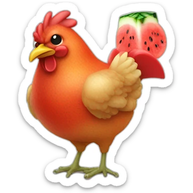 Chicken and watermelon eater drinking Kool aid sticker