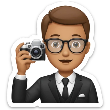 Hombre moreno con gafas haciendo fotos en una boda sticker