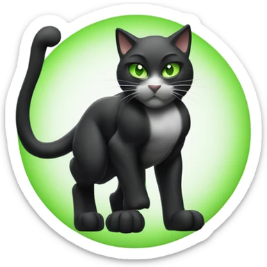 Ultra Muscular gigachad black and white Cat with green eyes flexing His biceps sticker
