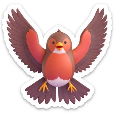 Cetti's warbler bird flying with wings spread sticker