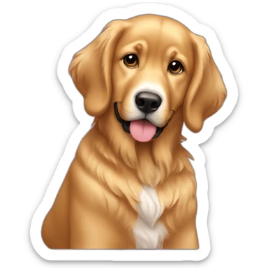 My girl sitting on a with golden retriver sticker