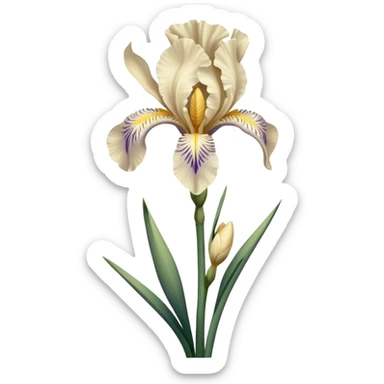 single Cream Iris, straight stem sticker