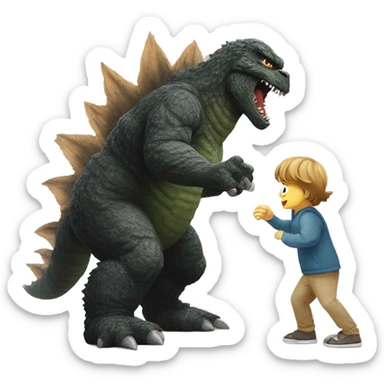 Godzilla fighting Bigfoot  sticker