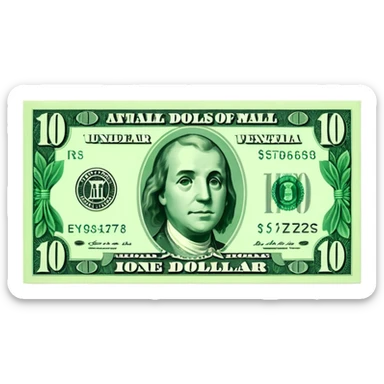 one 10 dollar bill flat ios emoji style version sticker