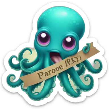 Cute kraken Holding a Sign in his tentacles sticker