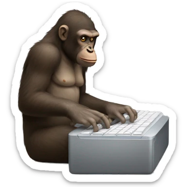 ape typing on mac keyboard sticker