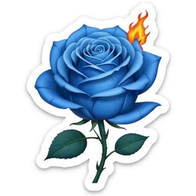 Blue rose in flame sticker