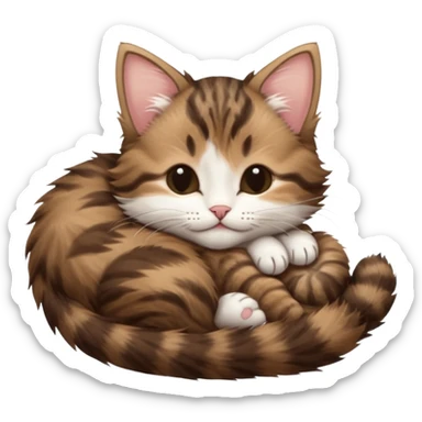 dark brown tabby and white kitten sleeping upside down on its back sticker