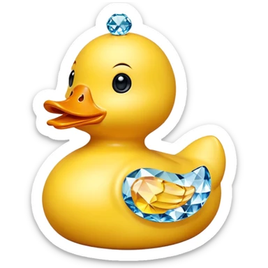 Rubber duck that is made out of Swarovski crystal sticker