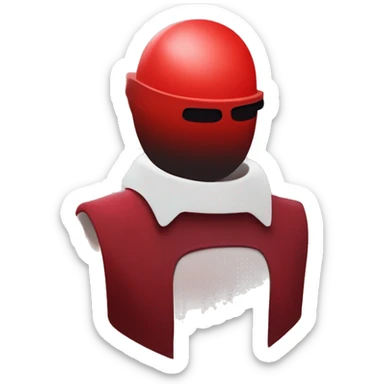 Create a minimalist logo of the red Among Us imposter character, using shades of red to evoke mystery and deception. Capture the game's space theme subtly while ensuring instant recognition of the imposter role. sticker
