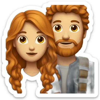 Bearded man with brown hair and long haired ginger girlfriend  sticker