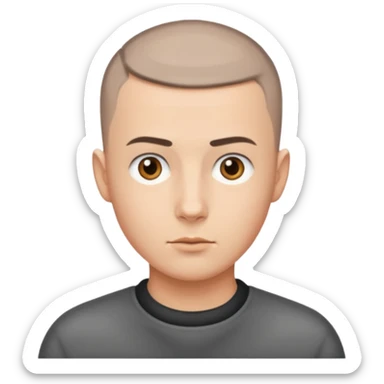 man with very short hair buzzcut sticker