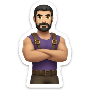 a man with dark hair and no beard playing clash of clans on his phone sticker