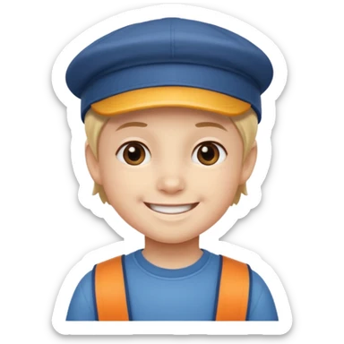 Un niño con gorra riendo sticker