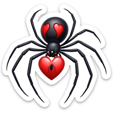 Black widow spider, red broken heart  sticker