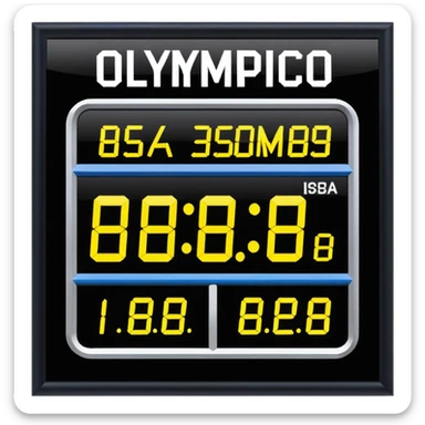 un panneau des jeaux olympic qui affiche le temps des coureurs affichant 9.58s  sticker