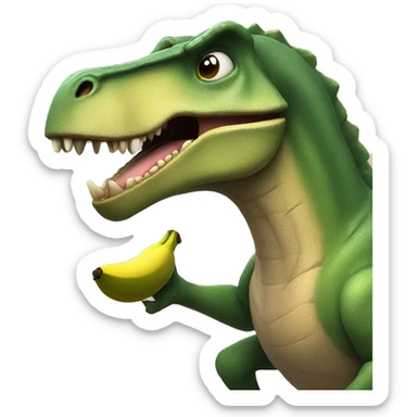 Dinosaur eating a banana sticker