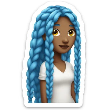 Girl with two very long blue hair in two long plaits  sticker