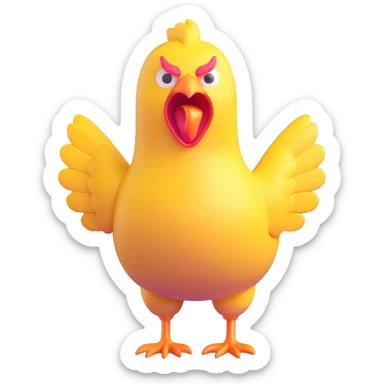 shouting long neck yellow chicken sticker