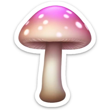 Pastel Pink Mushroom "A pastel pink mushroom with a glowing cap, glittery spots, and a faint magical glow spreading around its base." sticker