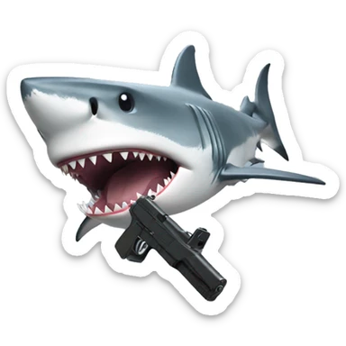shark with a gun hand sticker