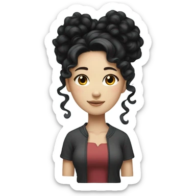 Beautiful girl,Black hair,curls，long hair,Black eyes,Chinese sticker