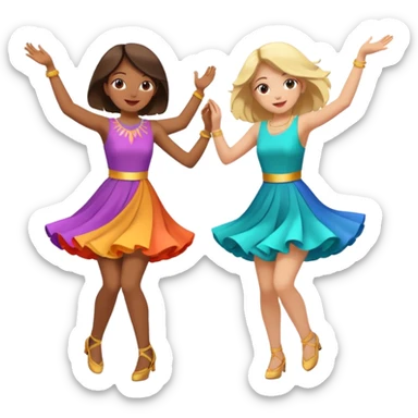 two girls dancing energetically at a party, celebration scene sticker