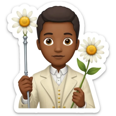 black man with daisy, scepter sticker